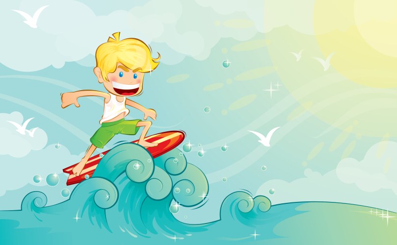 Little boy diving in the sea Royalty Free Vector Image