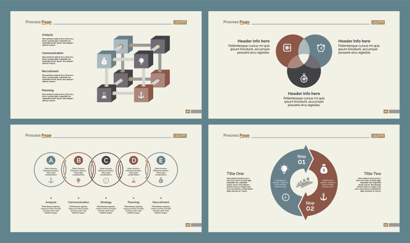 Four production slide templates set vector image