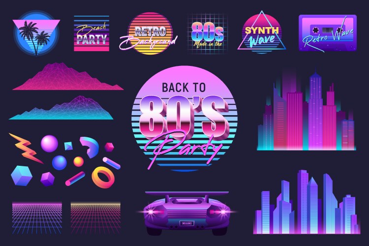 Retro wave outer space vaporwave Royalty Free Vector Image