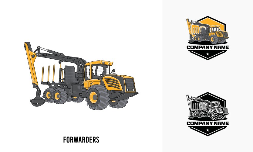 Heavy Equipment - Wheel Tractor & Scrapers Vector Image