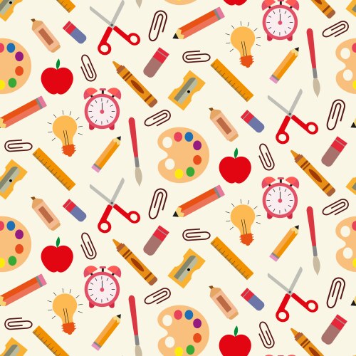 Seamless pattern color school supplies Royalty Free Vector