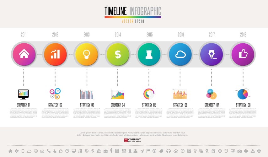 Infographics timeline design template Royalty Free Vector