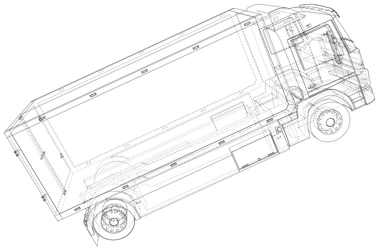 Commercial cargo van isolated wire-frame Vector Image