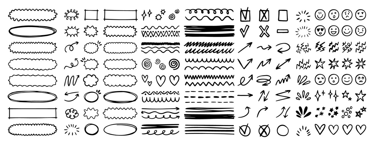 Set of doodle various emotions hand drawn drawing – Royalty-Free Vector ...