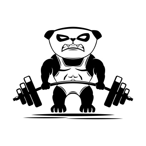 Sport icon panda bear with barbell Vector Image