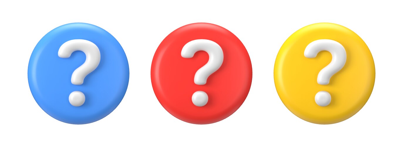 3d bubbles with question ask icon marks for faq vector image
