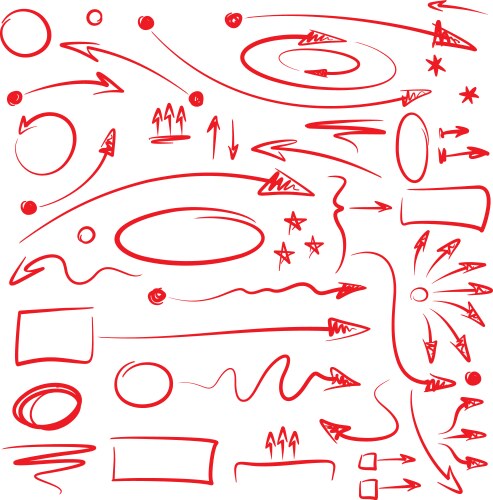 Red hand drawn arrows set Royalty Free Vector Image
