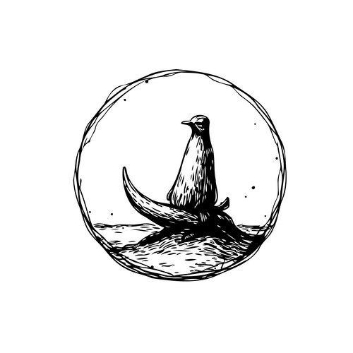 Penguin on Crescent Moon Vector Image