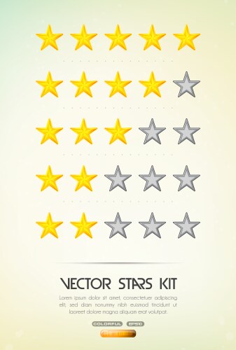 3d five stars rating icon set Royalty Free Vector Image