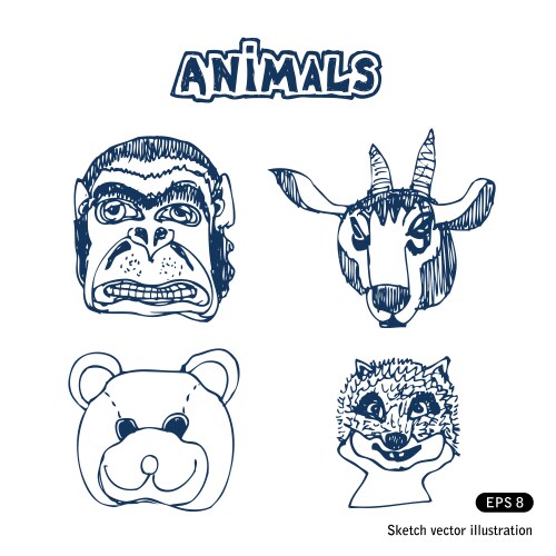 Jungle animals hand draw Royalty Free Vector Image