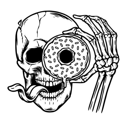 Skull and donut in the face Vector Image