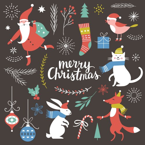 Set of christmas graphic elements Royalty Free Vector Image