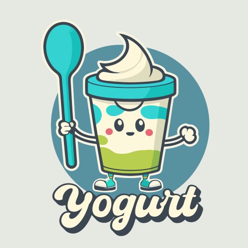 Cute Fruit Yogurt Mascot Logo Vector Image