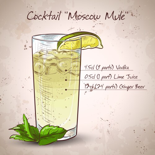 Refreshing Moscow Mule Cocktail Vector Image