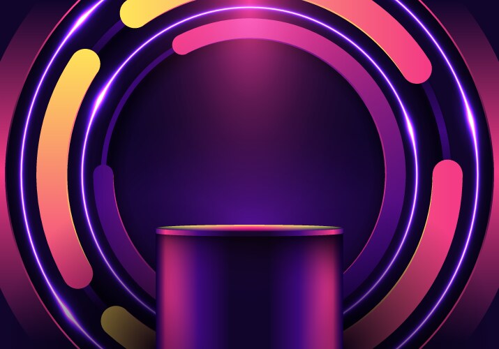 3d podium bright color circles rounded pattern vector