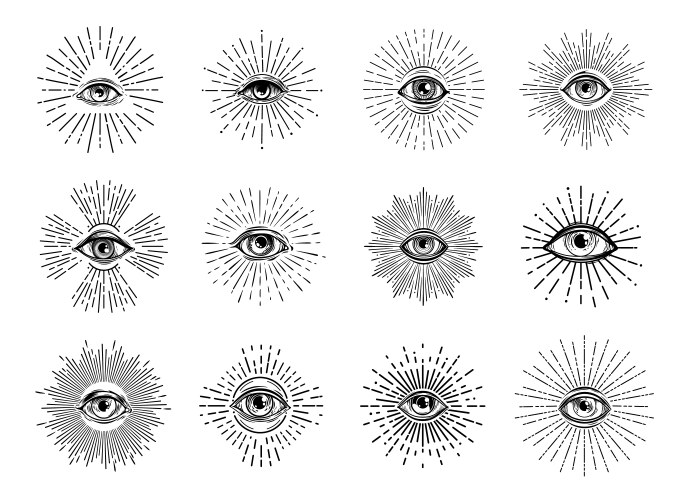 All Seeing Eye Occult Symbols Vector Image