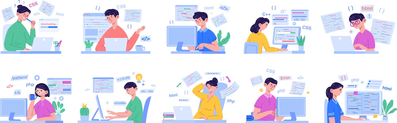 Software Developers Coding vector image
