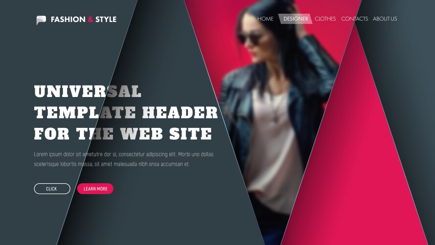 Template of a universal header with triangular vector image
