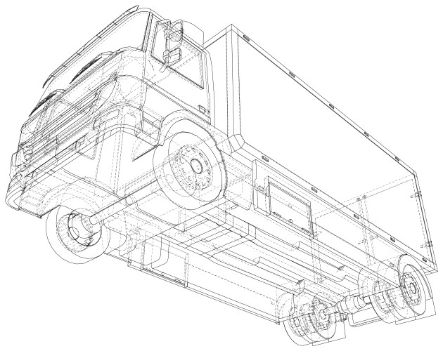 Commercial cargo van isolated wire-frame Vector Image