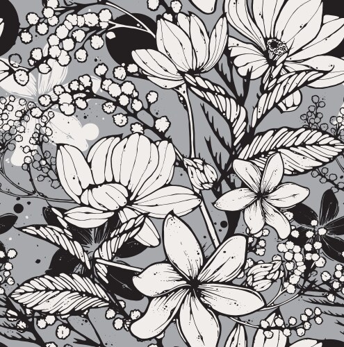 Snakes and flowers seamless pattern Royalty Free Vector