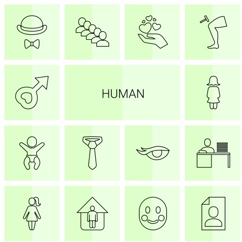 14 human icons vector image