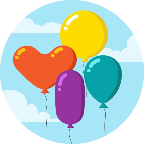 Colorful cartoon bunch of balloons happy birthday vector image