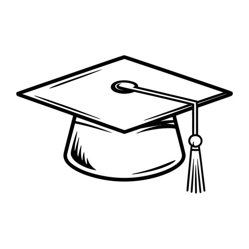 Simple Graduation Cap Line Art Vector Image
