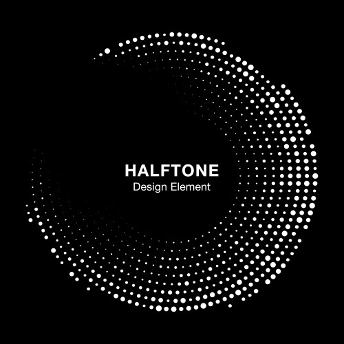 Black abstract circle frame halftone dots logo Vector Image