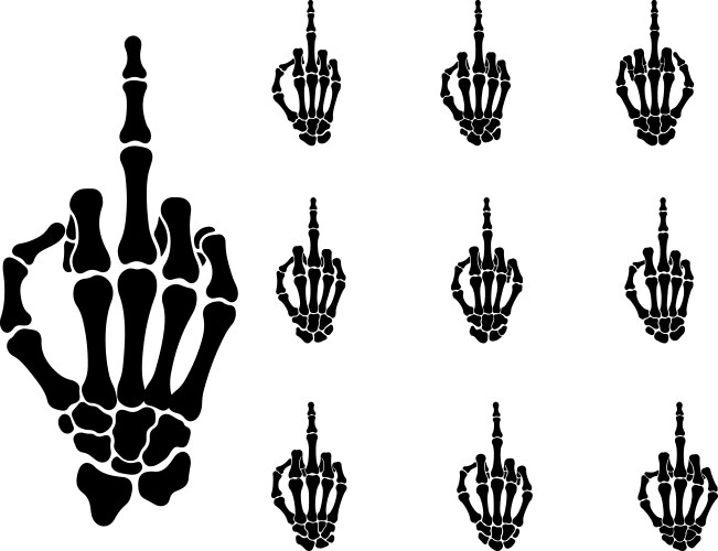 Skeleton Hand Gestures - Silhouette Collection Vector Image