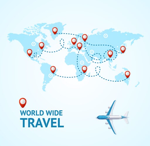 Realistic 3d detailed world wide travel concept vector image