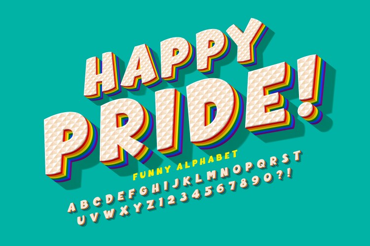 original display rainbow font design alphabet vector image