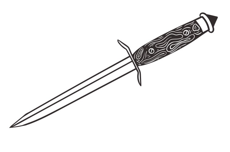 Stiletto with wooden handle isolate on a white Vector Image