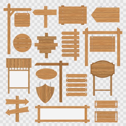 Wooden empty signboards Royalty Free Vector Image