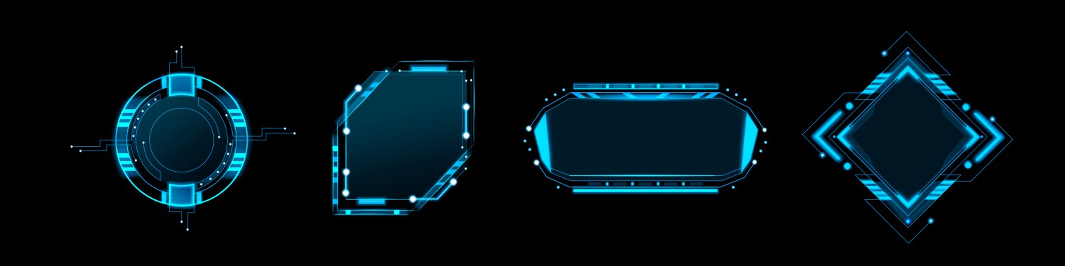 Hud frames set for computer game ui vector image