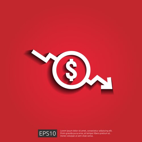 Dollar arrow decrease icon money symbol – Free Vector | VectorStock