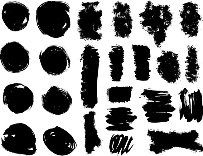 Black brush strokes set Royalty Free Vector Image