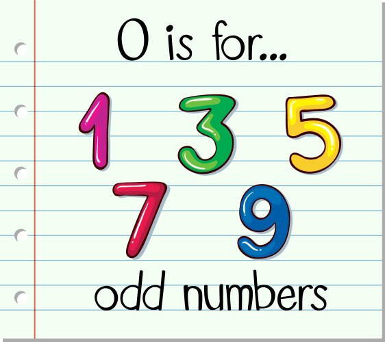 Alphabet O - Odd Numbers Learning Vector Image