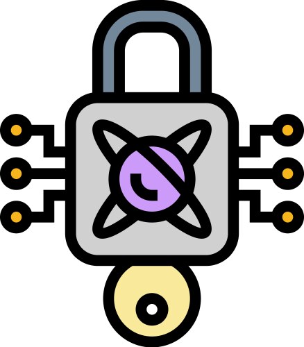 Encryption lock quantum computer color icon vector image