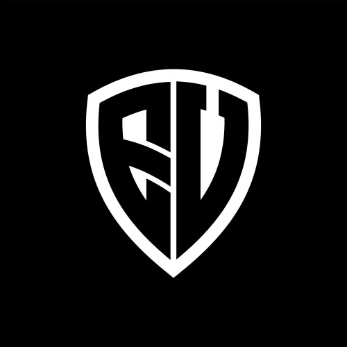 Ev letter bold monogram triangle curve shield Vector Image