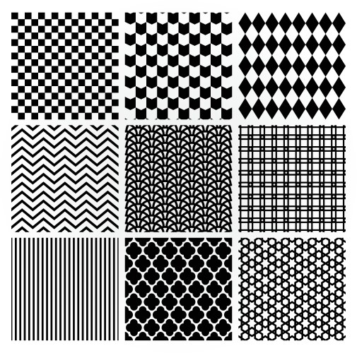 Monochrome seamless patterns Royalty Free Vector Image