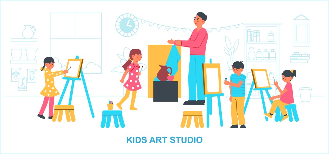 Kids art class education hobby craft Royalty Free Vector