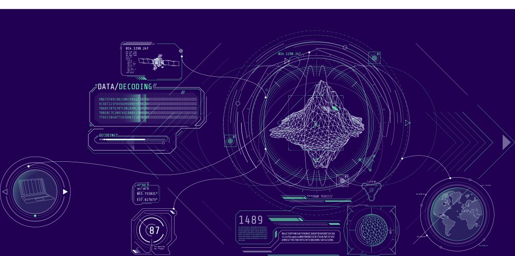 futuristic geoscience software screen design vector image