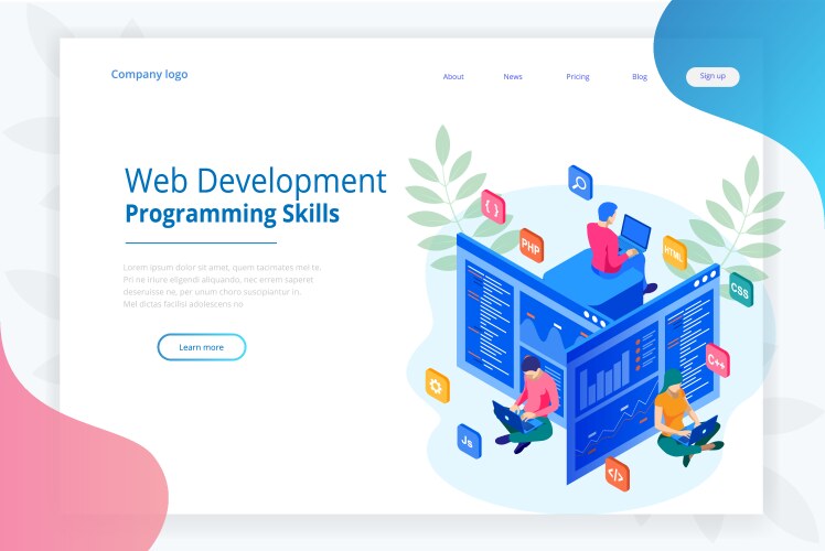 Isometric programmer coding new project web vektorbild