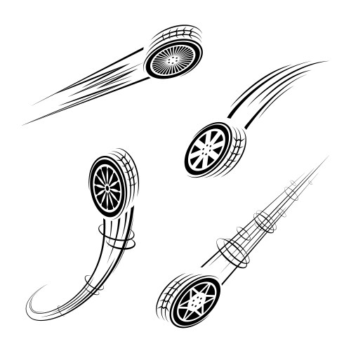 Car Wheel Movement Set Vector Image