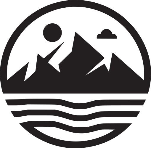 Mountain lake emblem Vector Image