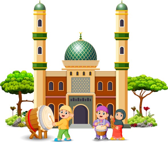 Ramadan kareem with mosque background Royalty Free Vector