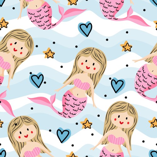 Mermaid Pattern Vector Mermaid pattern printable underwater mermaids – Royalty-Free Vector ...