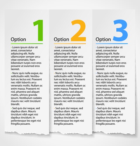 Torn paper progress option background Royalty Free Vector