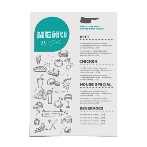 Restaurant placemat menu design template layout Vector Image