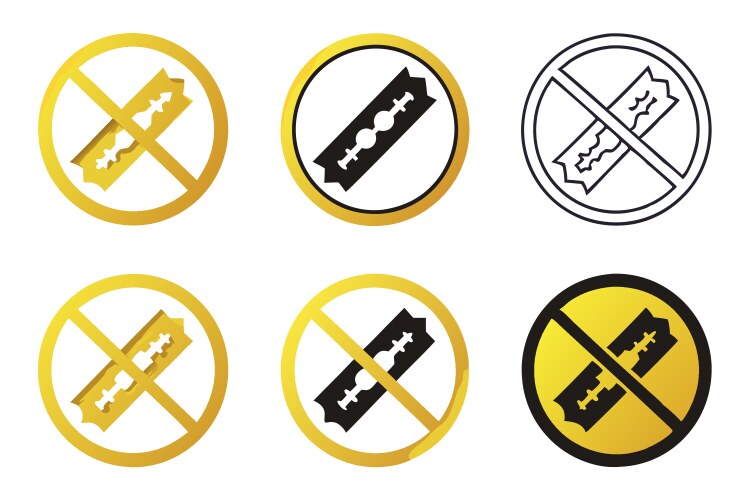No razor blade usage prohibited object icon sharp vector image